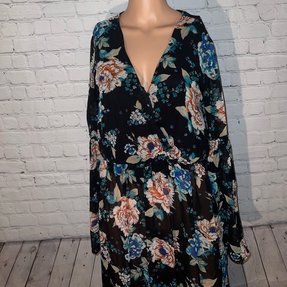 As U Wish Multicolor long long sleeve flower dress size L - Picture 2 of 11